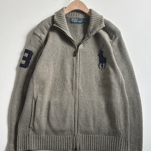 Polo 폴로 랄프로렌 빅포니 넘버링 램스울 2way 니트집업