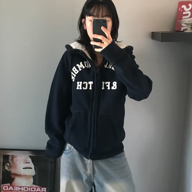 아베크롬비 자수로고 안감 울프죠 후드집업 헤비코튼