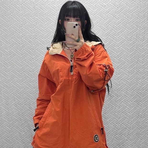 스포츠 리플레이 빈티지 레트로 오렌지 바람막이 아노락 105 C11610