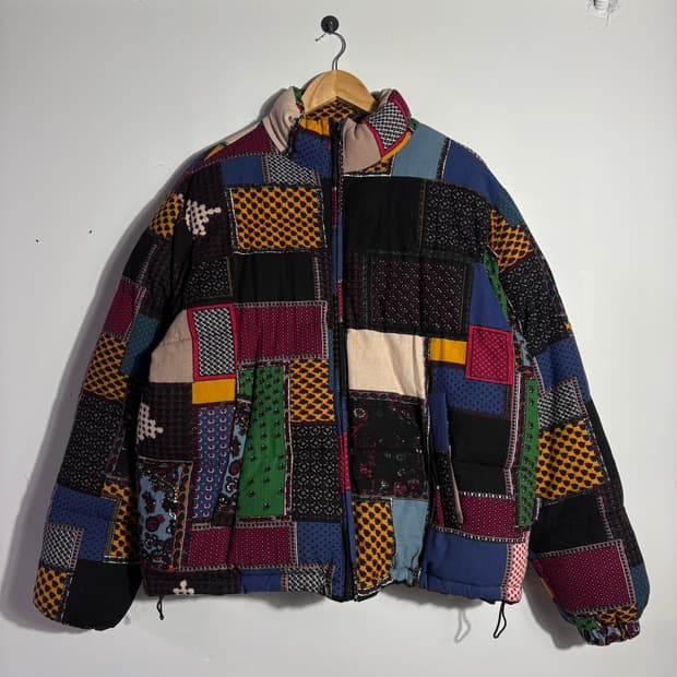 빈티지 멀티 패치워크 퀼팅 패딩 자켓