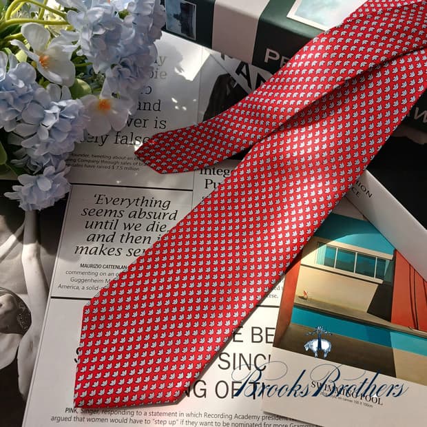 브룩스브라더스 레드 열대어 패턴 넥타이 8.4cm S~A+등급 E831