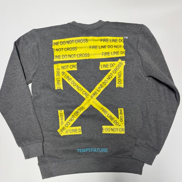 오프화이트 커스텀 리메이크 파이어테이프 맨투맨 L