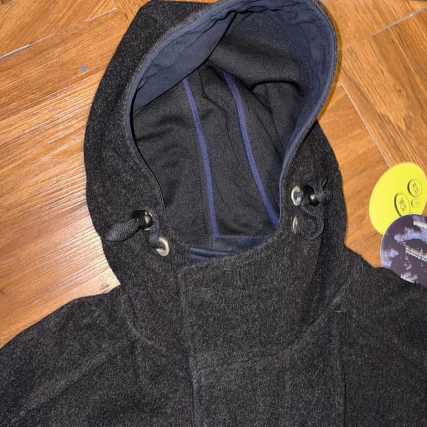 Armani overfit wool hoodie zip up coat