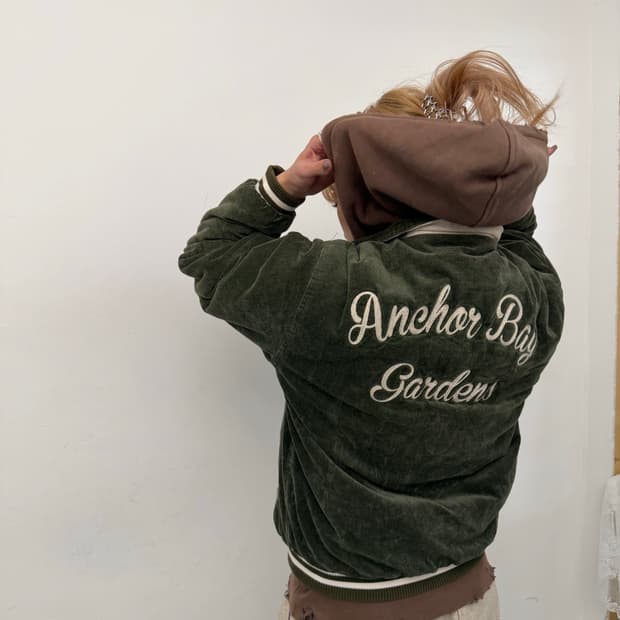 카키 코듀로이 바시티 자켓