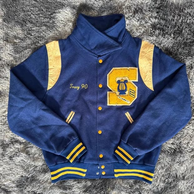 90s USA 메이드 아이비 스타일 아카이브 울 베이스볼 자켓