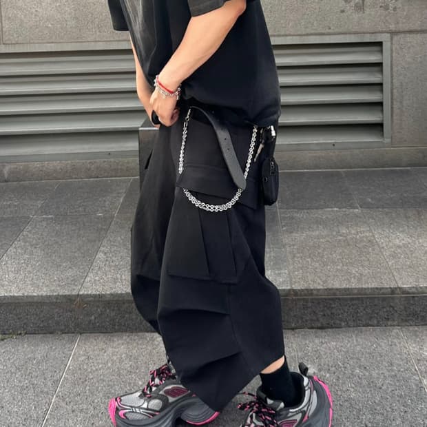 [1] 논노드 사이드 카고 쇼츠 블랙(빈티지X)