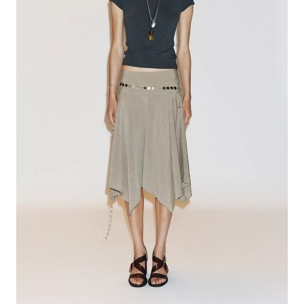 Zara 레이어드 벨트 미디스커트