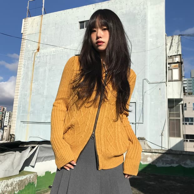 Michel Klein 머스타드 집업니트