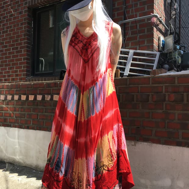 히피 선셋 타이다이 원피스