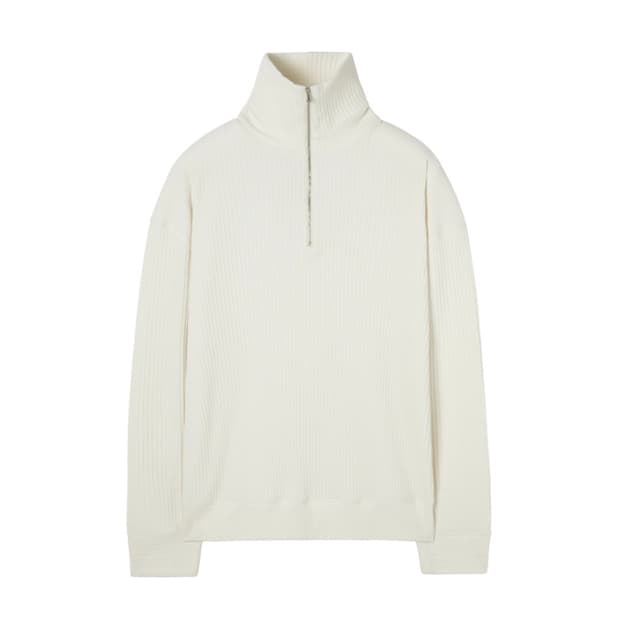 인사일런스 하프 집업 니트 크림색상