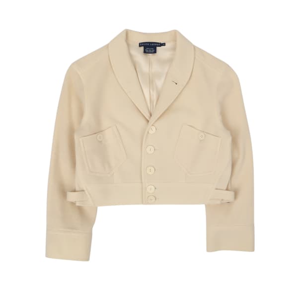 폴로 랄프로렌 아이보리 울 실크 크롭 자켓