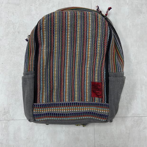 •히피 에스닉 멀티패턴 패브릭 백팩