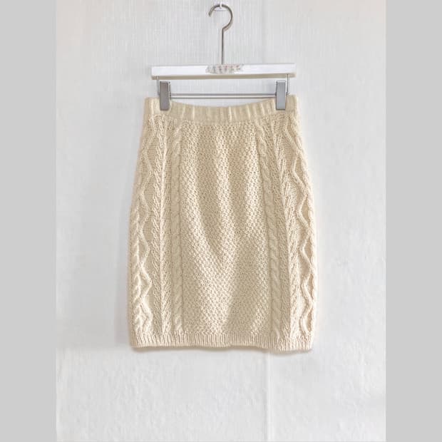 Ivory Cable Knit Midi Skirt