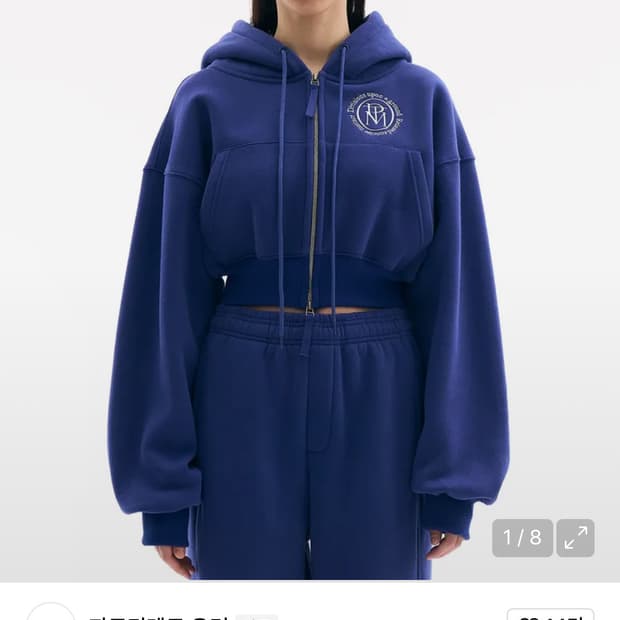 파르티멘토 우먼 크롭후드집업 블루