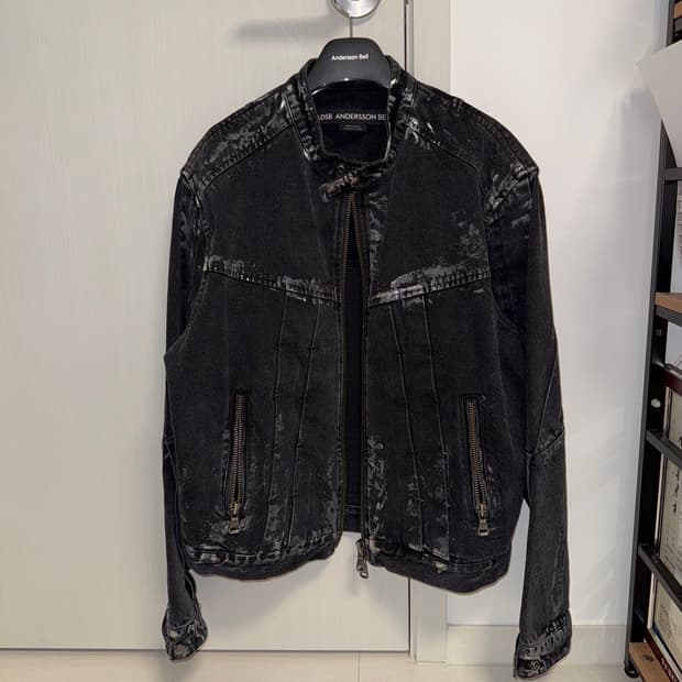 wax coated denim motorcycle jacket