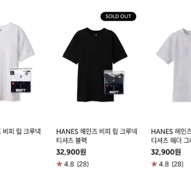 헤인즈 비피 립크루넥 (m) 3가지 컬러