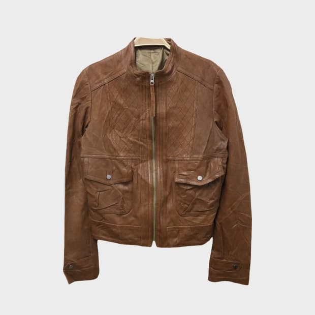 브라운 퀼팅 페이크레더자켓 60203