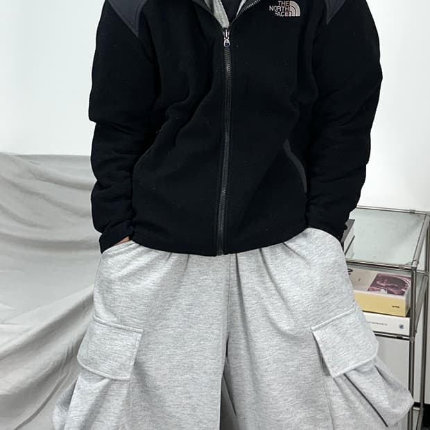 노스페이스 블랙 숄더패치 플리스 자켓 95