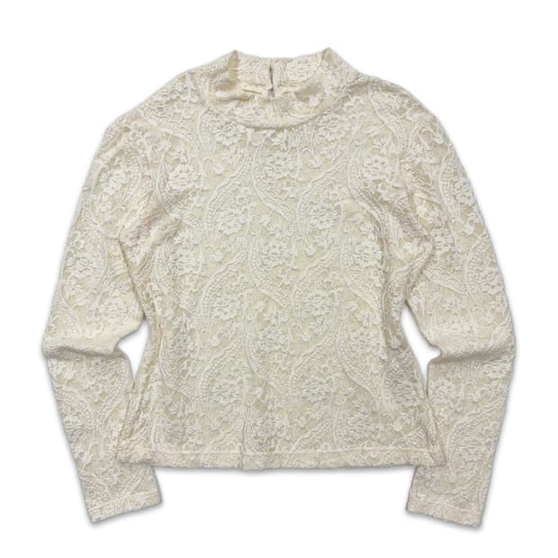 빈티지 아이보리 레이스 시스루 레이어드티