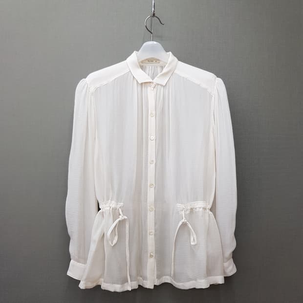 ETRO 에트로  실크 드로스트링 셔링 블라우스 40사이즈