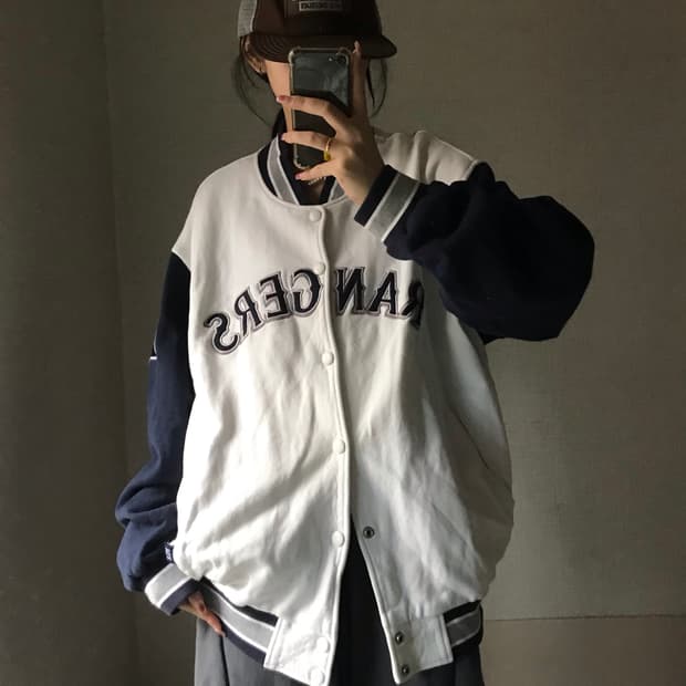 MLB 오버핏 바시티 자켓