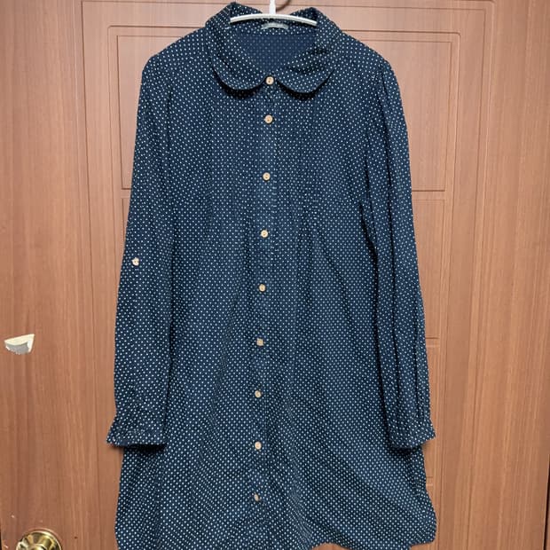 모리걸 하구미 일본 빈티지 네이비 도트 둥카 둥근카라 홍콩 원피스