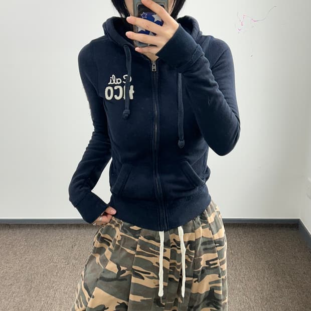 Hollister 홀리스터 사이드로고 네이비 후드집업