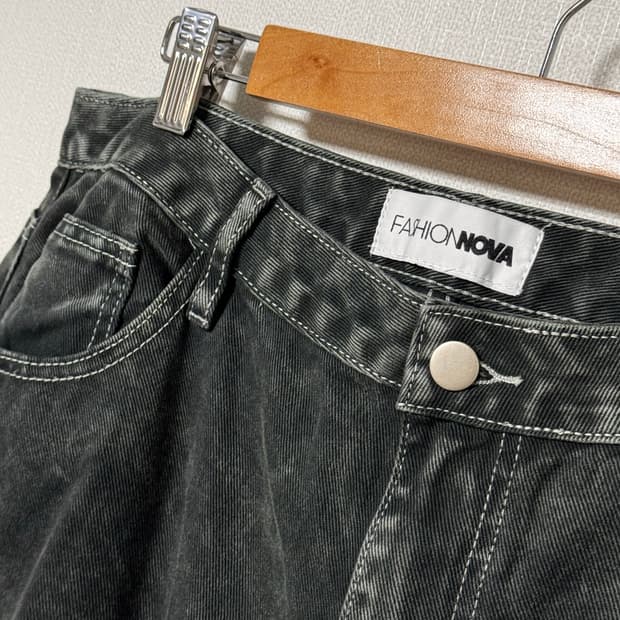 패션노바 빈티지 워싱 다중 포켓 와이드 팬츠