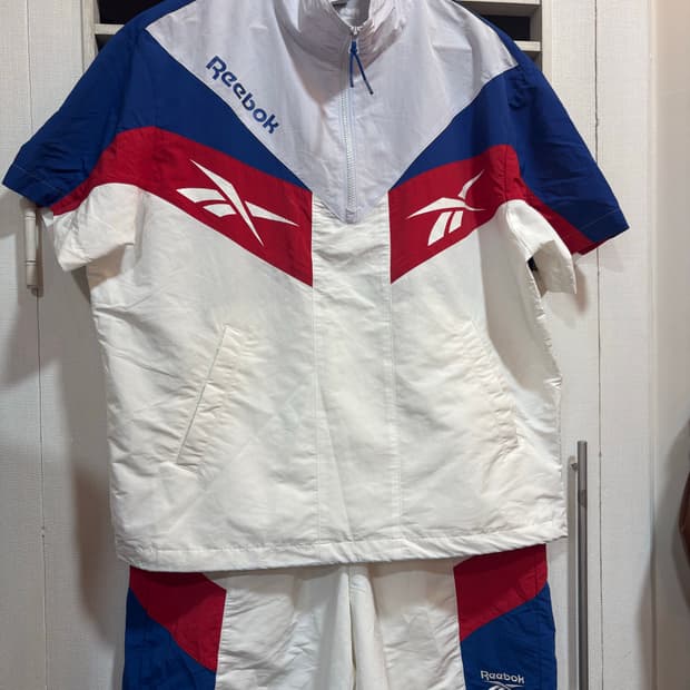 리복컬러블록바람막이자켓셋업