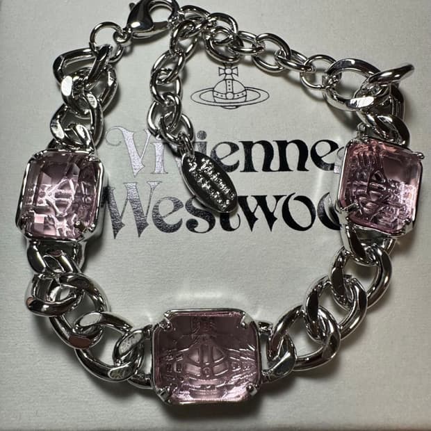 비비안웨스트우드 아카이브 핑크 크리스탈 orb 볼드 브레이슬릿 팔찌