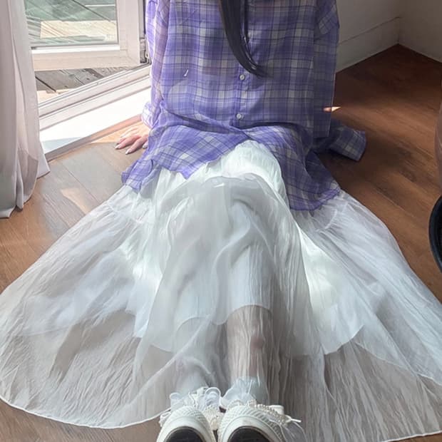 팩더널드 문릿 글로우 롱 스커트 화이트