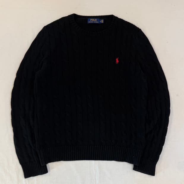 폴로 랄프로렌 꽈배기 케이블 니트 블랙