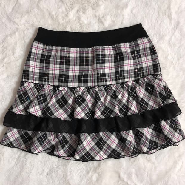 체크 캉캉 스커트 빈티지 히메갸루 캐캐체 프레피 공겜여주 펑크 긱시크