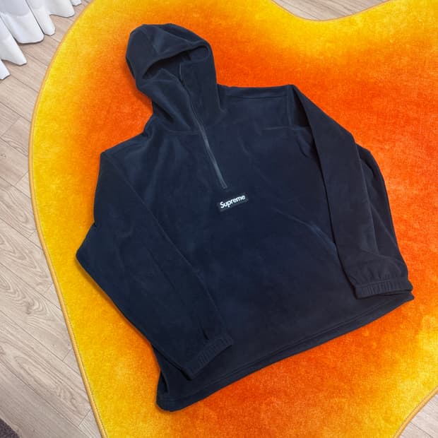 슈프림 폴라텍 페이스마스크 하프 집 후드 블랙