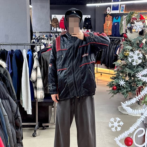 90s 아디다스 블랙 올드스쿨 레드 삼선 오버핏