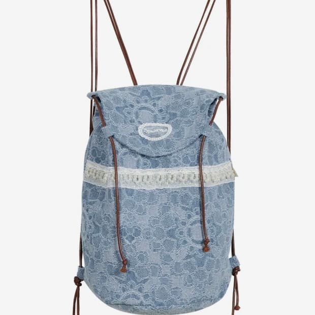 타입서비스 Pearl Trim Denim Bag [Blue]