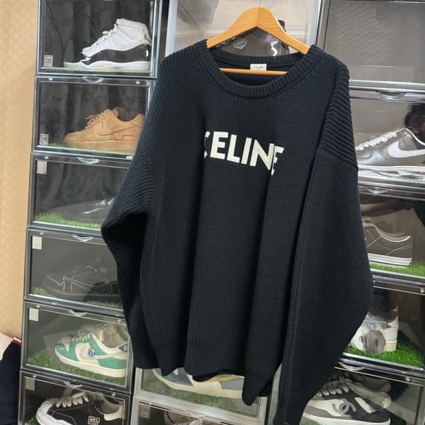 셀린느 오버사이즈 스웨터 립드 울 블랙 XL