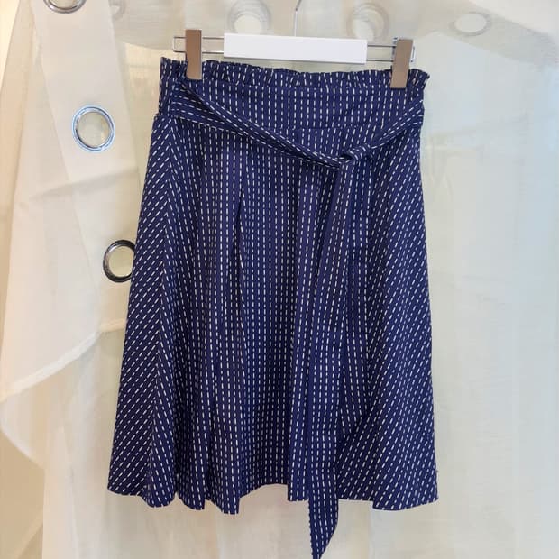 Dash Stripe Belted Skirt