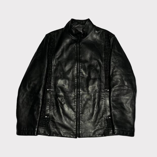 Lynx Wool mix leather zip up 