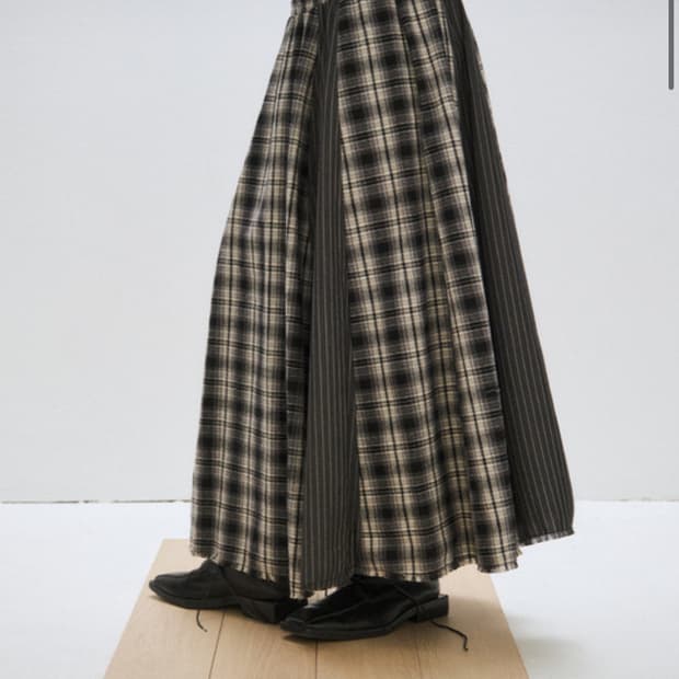 플리즈프로젝트 오버 체크 맥시 스커트(새상품)