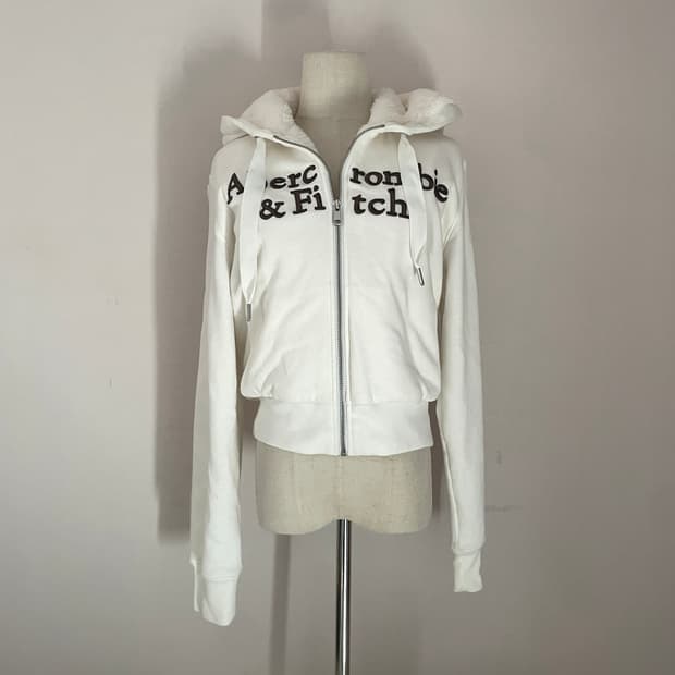 아베크롬비 화이트 양털 후드집업 y2k 빈티지 후드집업 울프죠 힙 와투케