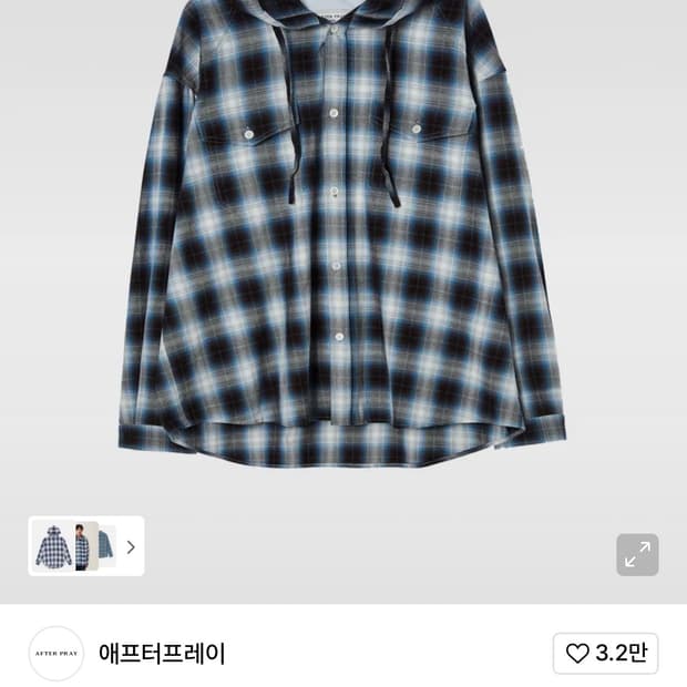 애프터프레이 웨스턴 체크후드 셔츠 블루 S