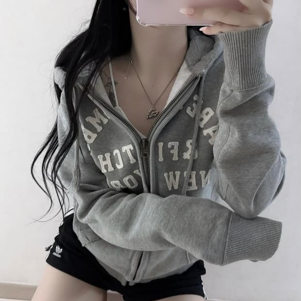 아베크롬비 그레이 기모 후드집업 