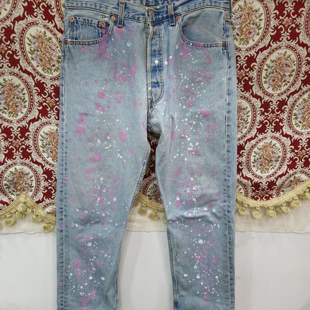 리바이스 90s 501 usa 페인팅 리메이크 데님팬츠

