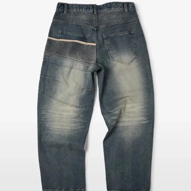 [L] etce (GEAR) WASHED DENIM PANTS blue