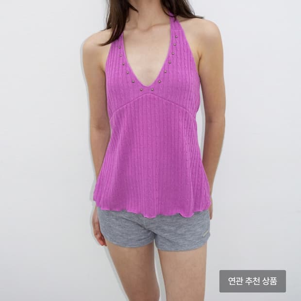 폴리수엠 STUDDED CABLE HALTER TOP 홀터탑 나시