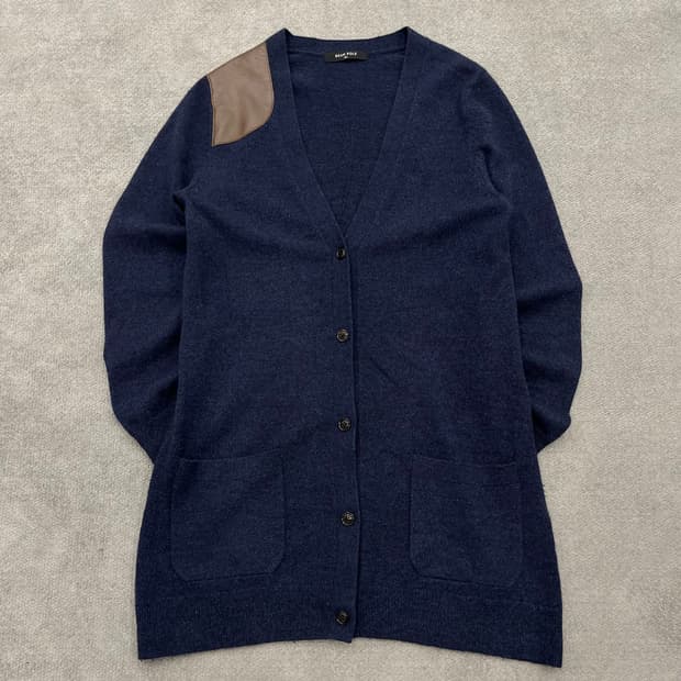 95 빈폴 캐시미어 가죽패치 롱 가디건