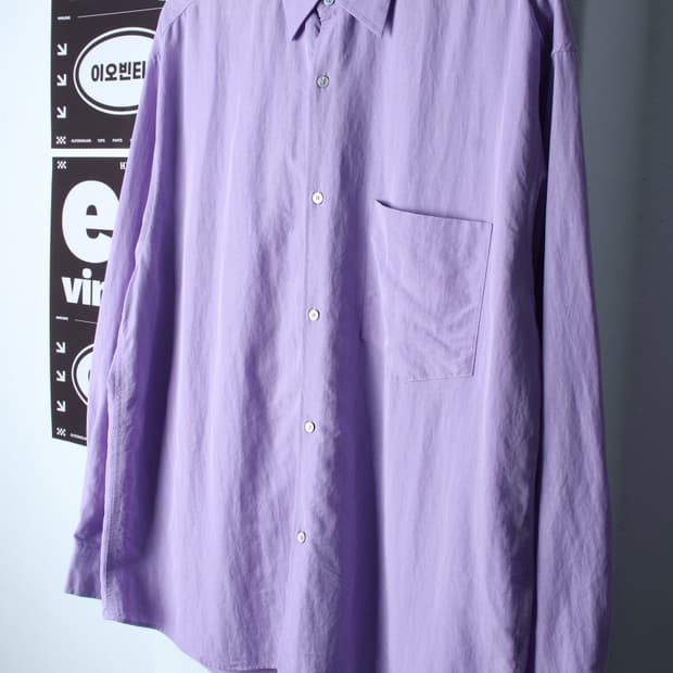 (XL-2XL) 르마드 셔츠 남방 퍼플 무지 얇은소재-H32637