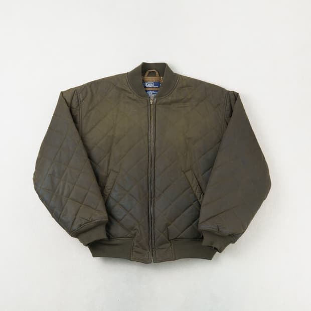(L) 폴로 왁스 코튼 퀼팅 봄버 자켓