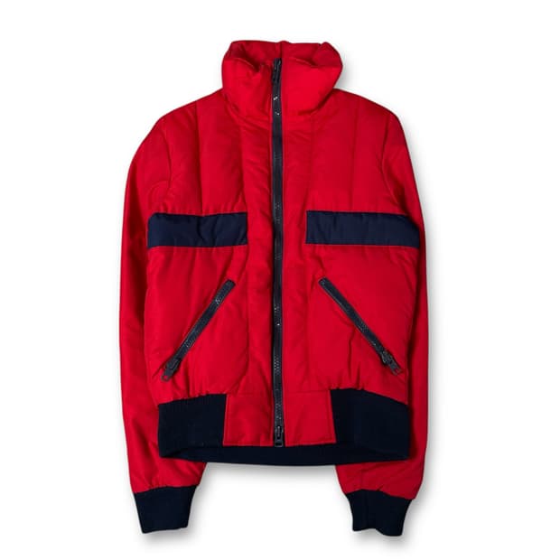 CB 스포츠 레드 나일론 폴리 패딩 점퍼 자켓 S